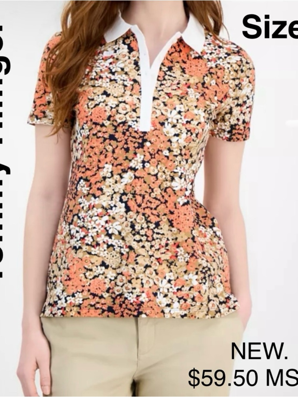 NWT S Multicolored Floral Polo Shirt Top T-Shirt Collared Spring Summer